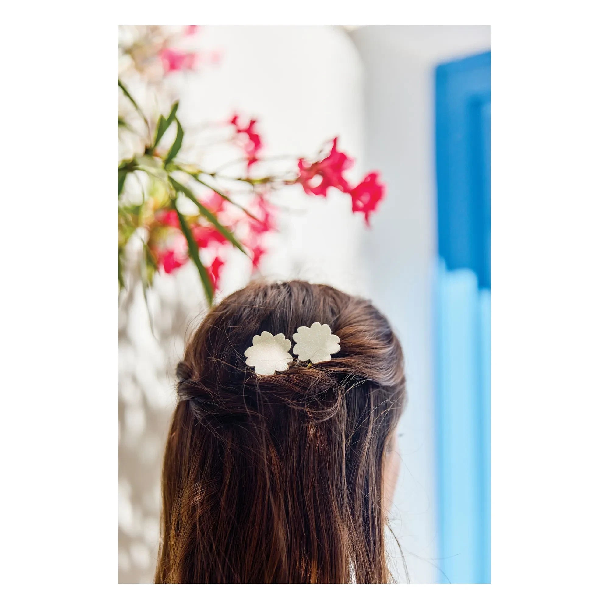Tartine et Chocolat - 2er Set Hibiskus Glitzer-Haarklammern | Ecru