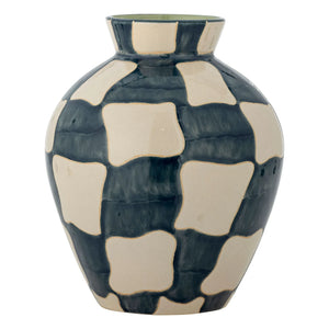 Bloomingville - Karo Stein Keramik Vase | Blau