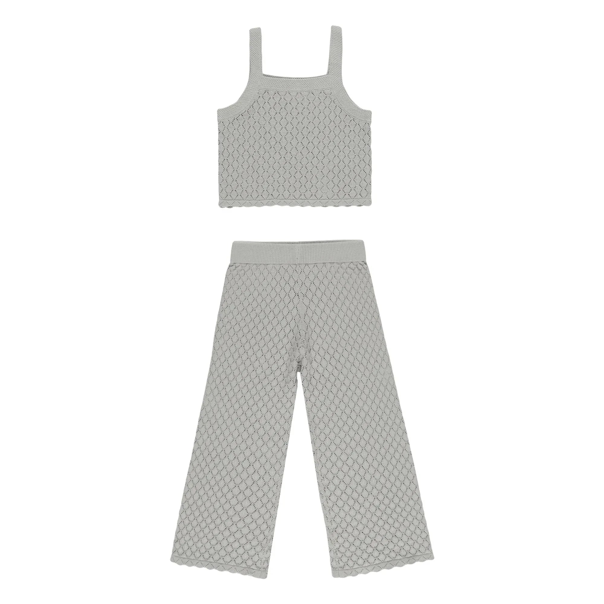 Rylee + Cru - Pointelle Oberteil und Hose Set | Grau