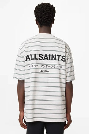 AllSaints erkek pamuklu UNDERGRND STRIPE SS tişört