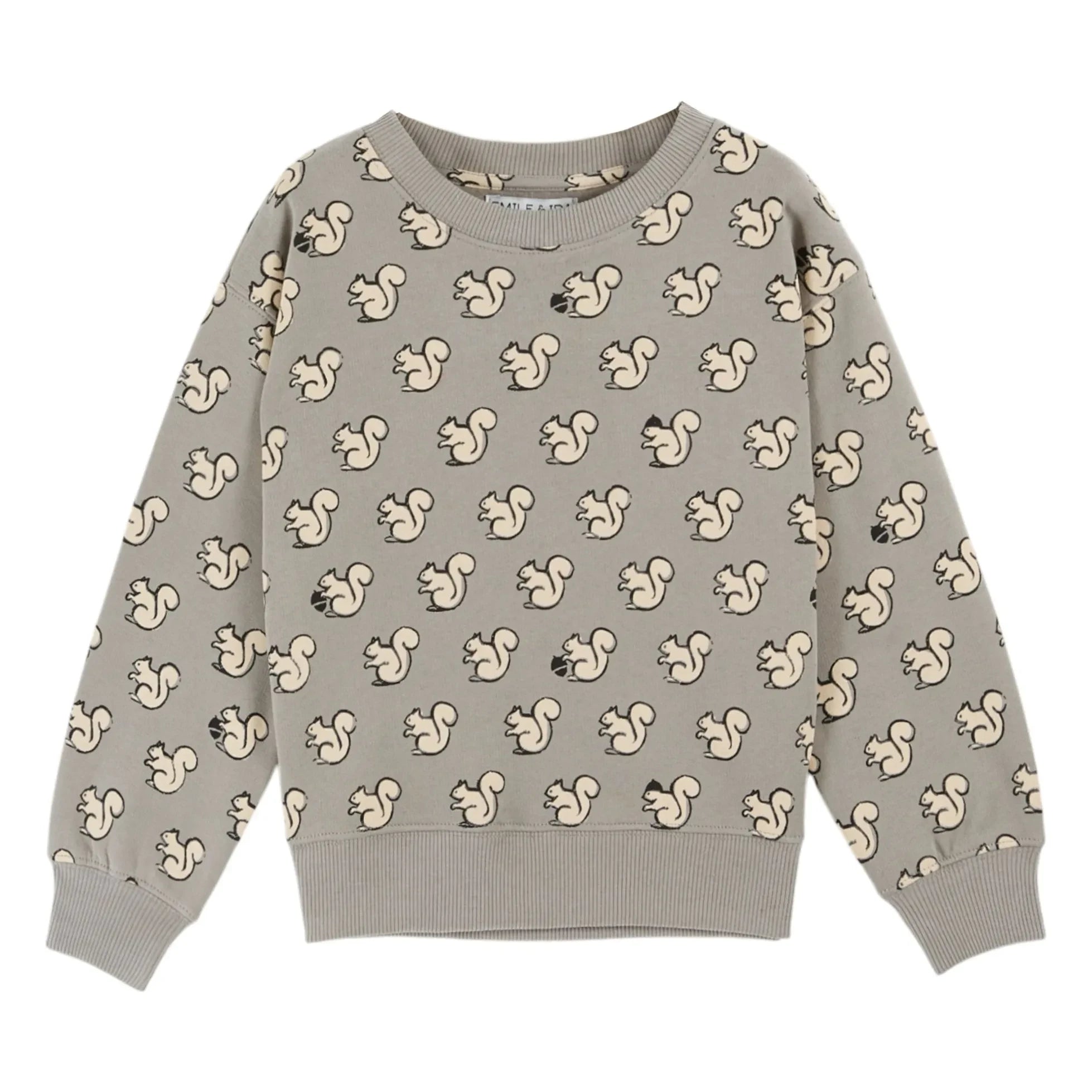 Emile et Ida - Eichhörnchen Bio-Baumwoll-Sweatshirt | Grau