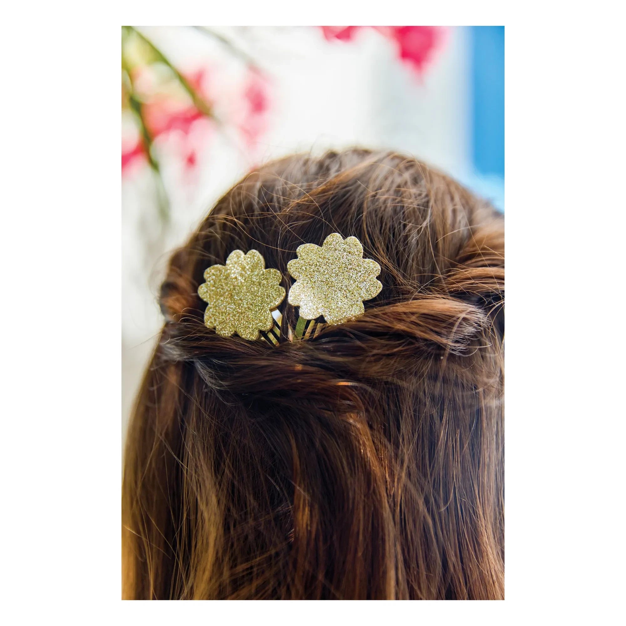 Tartine et Chocolat - 2er Set Hibiskus Glitzer-Haarklammern | Gold