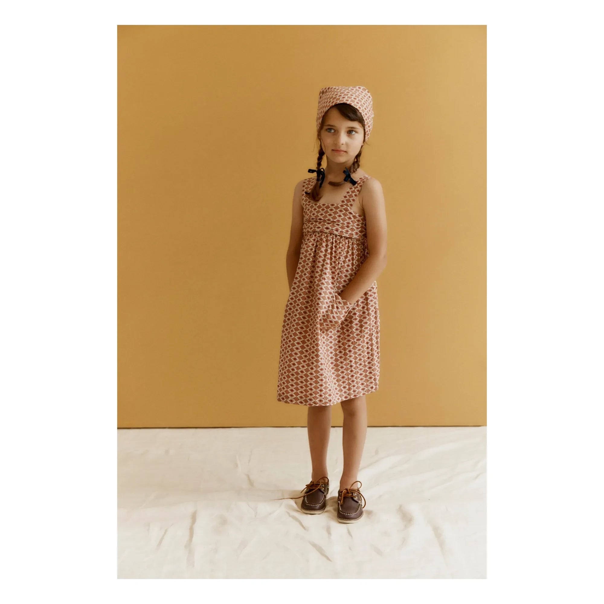 Caramel - Abelia Geometrisches Kleid | Ziegelrot