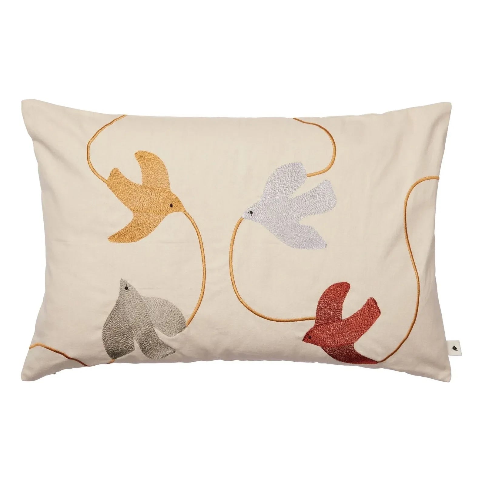 Ferm Living Kids - Swif Bird besticktes Kissen | Beige