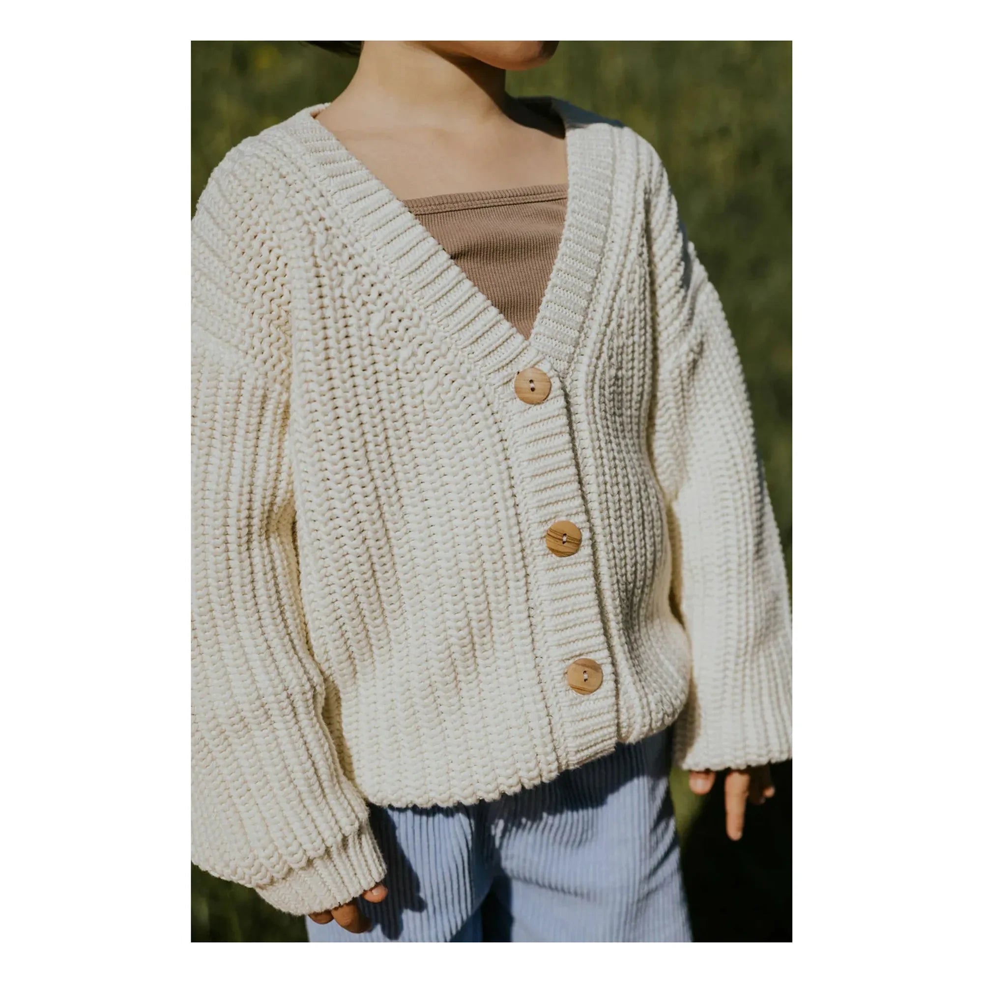 Yuki - Bio-Baumwoll-Dicke Strickjacke | Ecru