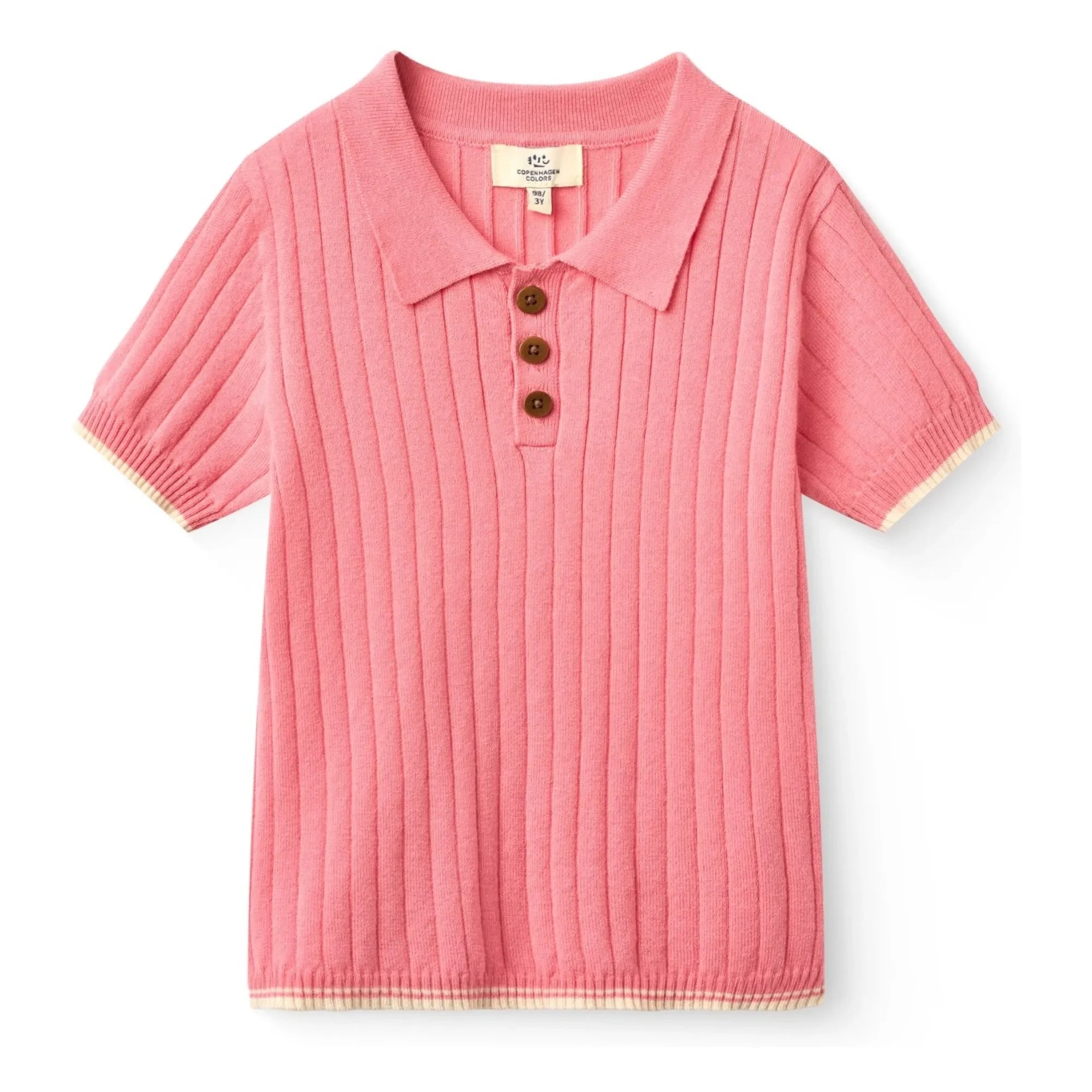 Copenhagen Colors – Geripptes Polo-Shirt aus Bio-Baumwolle | Zartrosa