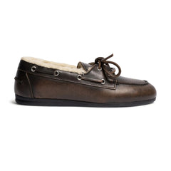 Posa - Leder- und Fell-Bootsschuhe | Braun