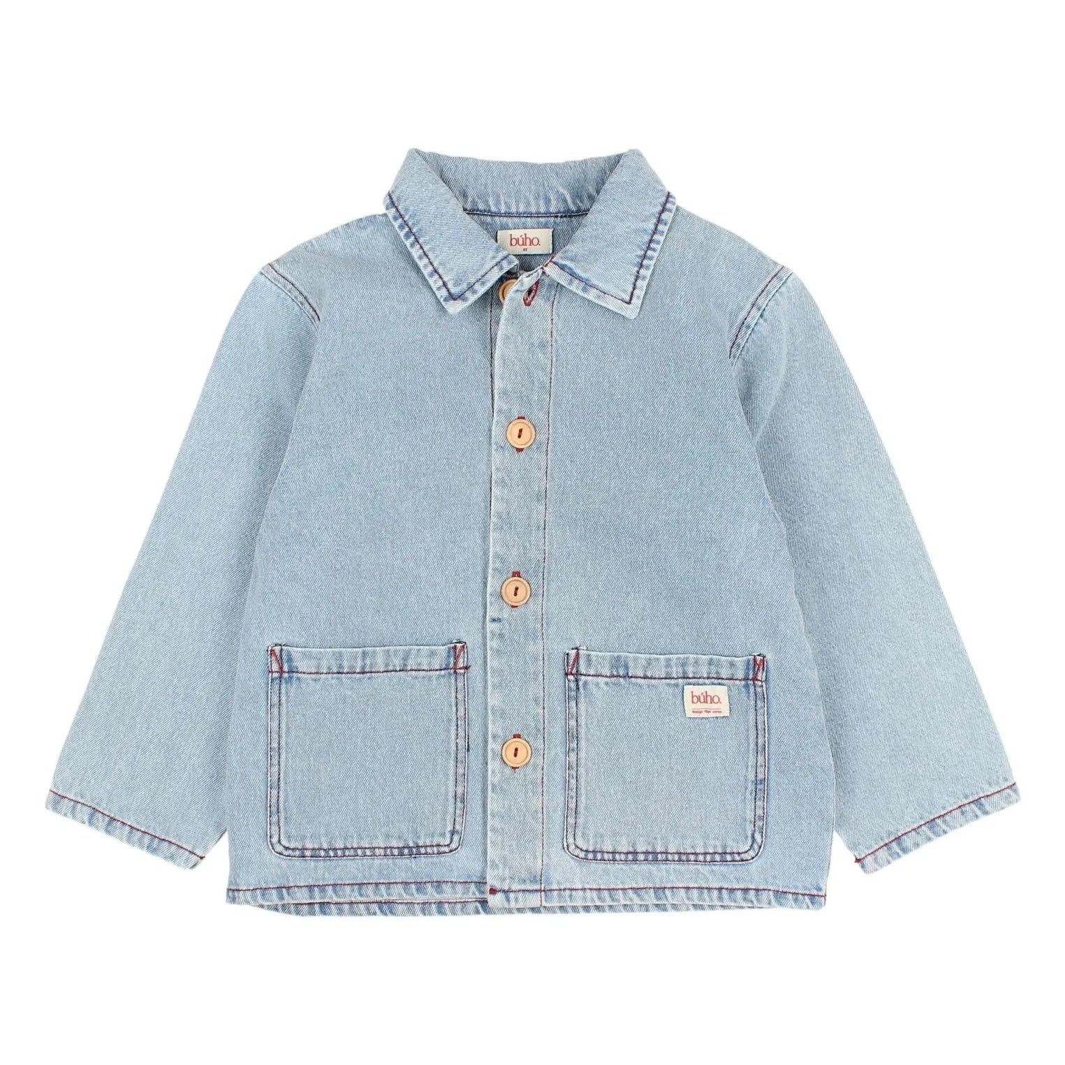Búho - Demin Verblasstes Overshirt | Hellblau
