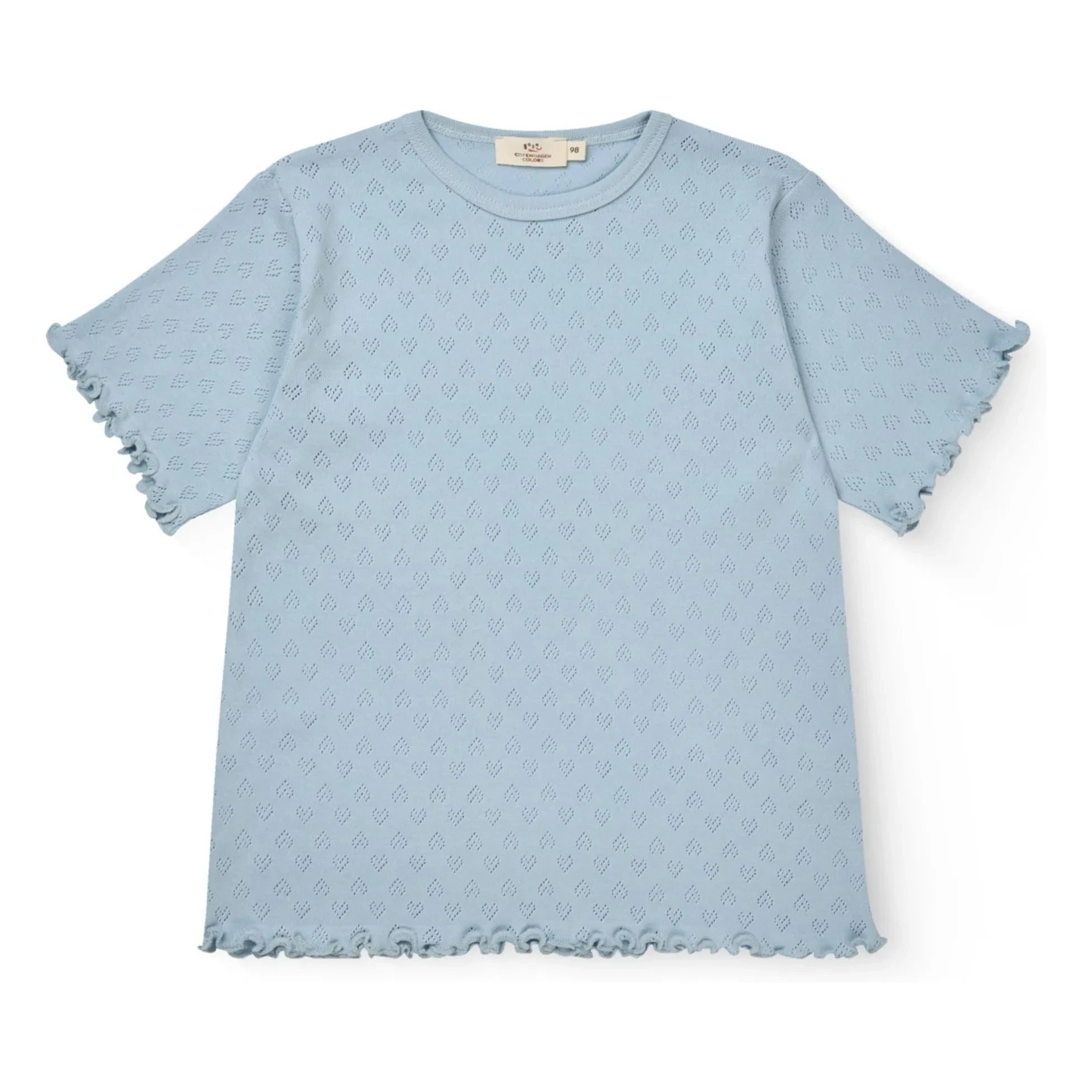Copenhagen Colors - Pointelle Bio-Baumwoll-T-Shirt | Hellblau
