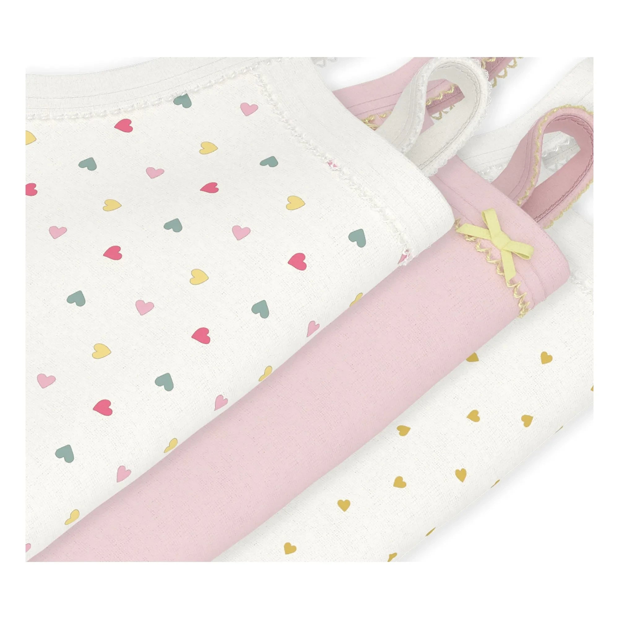 Petit Bateau - 3er-Set Herz-Trägerbodys aus Bio-Baumwolle | Weiß