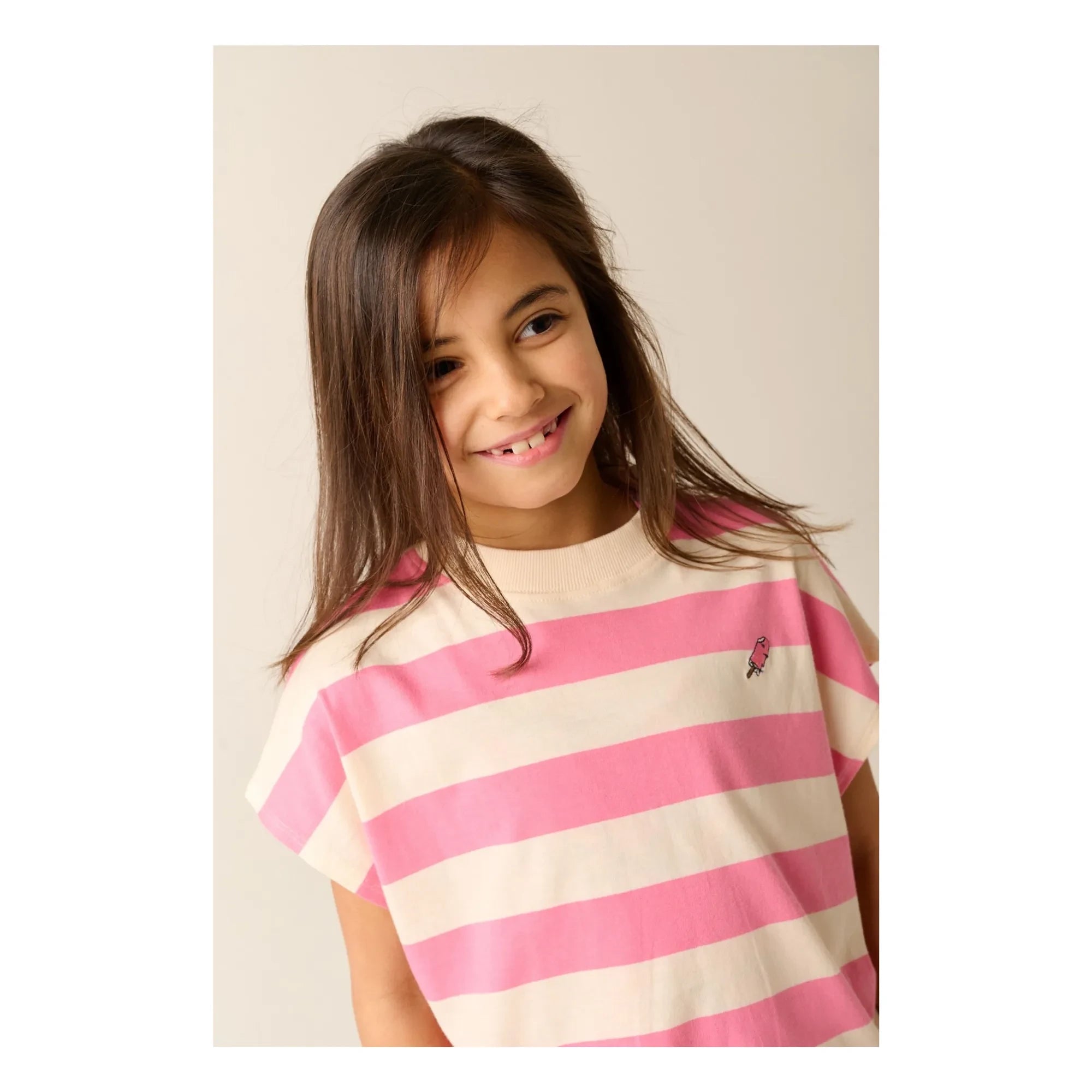 Tumble N'Dry – Colatina Oversize Gestreiftes T-Shirt aus Bio-Baumwolle | Rosa