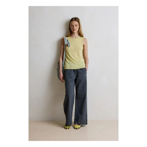 Hod - Marineblaues Leinentop | Zitronengelb