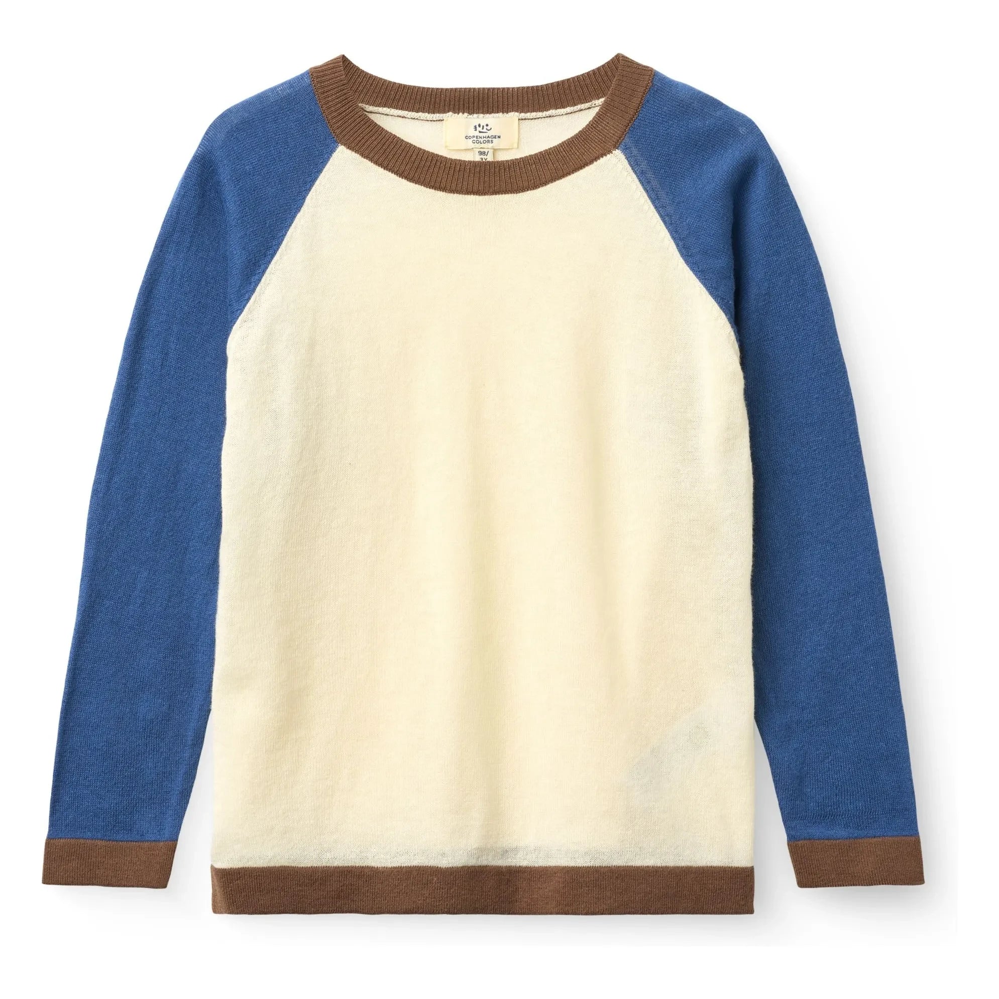 Copenhagen Colors - Colour Block T-Shirt aus Bio-Baumwollstrick | Creme