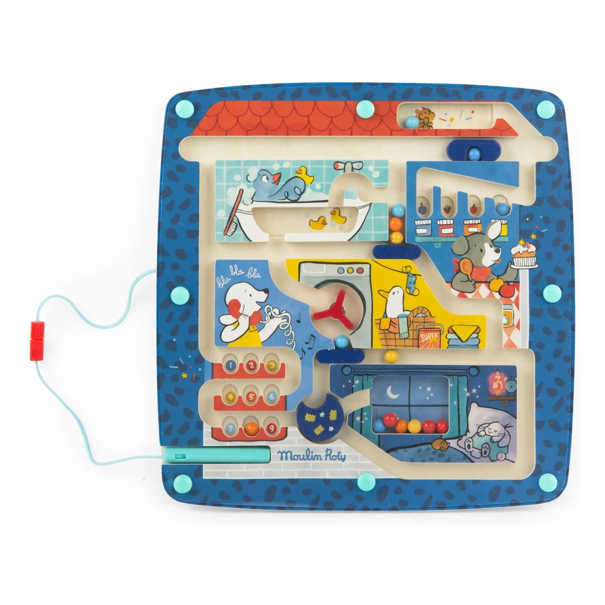 Moulin Roty - Puce & Pilou magnetisches Labyrinth | Blau
