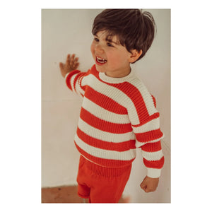 THE LiTTLE POETS - Gastão Gestreifter Bio-Baumwoll-Pullover | Rot