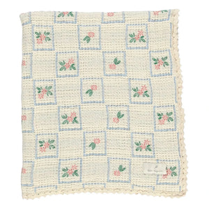 Bebe Organic - Bio-Baumwoll-Waffeldecke mit Blumenmuster | Ecru