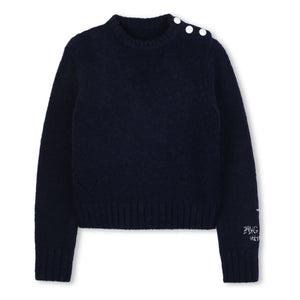 Zadig & Voltaire – Geknöpfter Wollpullover | Marineblau