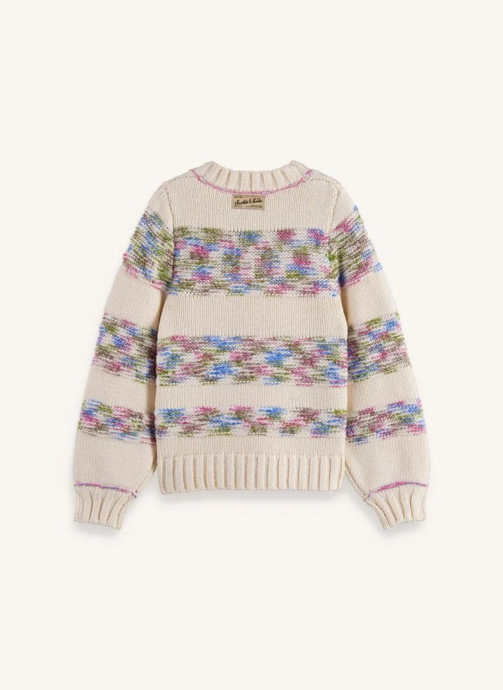 Scotch & Soda - Gestreifter Regenbogenpullover aus recycelten Fasern | Beige