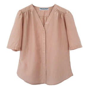 THEAVANT - Carine Poplin-Bluse aus Seide und Baumwolle | Beige