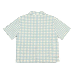 Búho - Aqua Gingham Seersucker Bio-Baumwoll-Hemd
