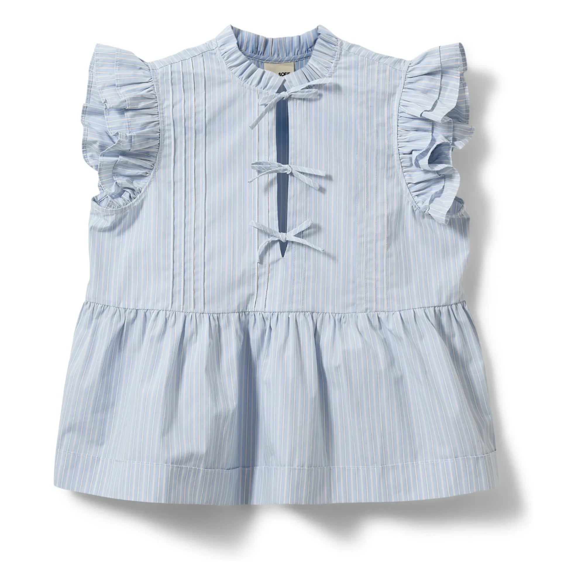 Sofie Schnoor - Gestreifte Juliette Bluse mit Volants | Hellblau