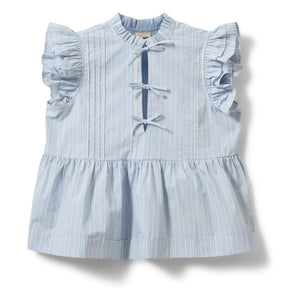 Sofie Schnoor - Gestreifte Juliette Bluse mit Volants | Hellblau