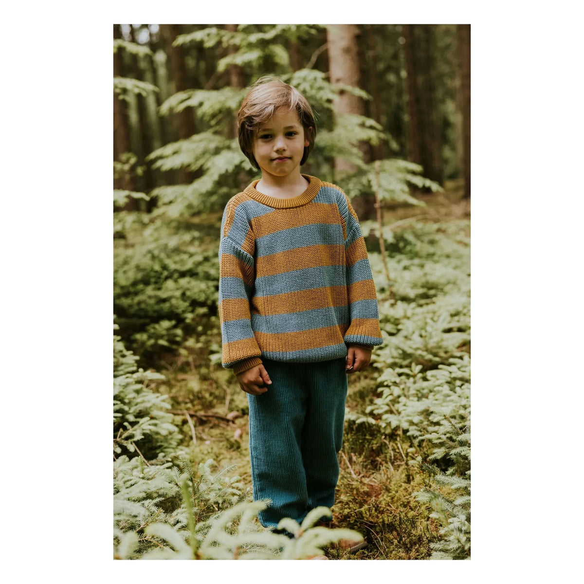 Yuki - Gestreifter Bio-Baumwollpullover | Senf