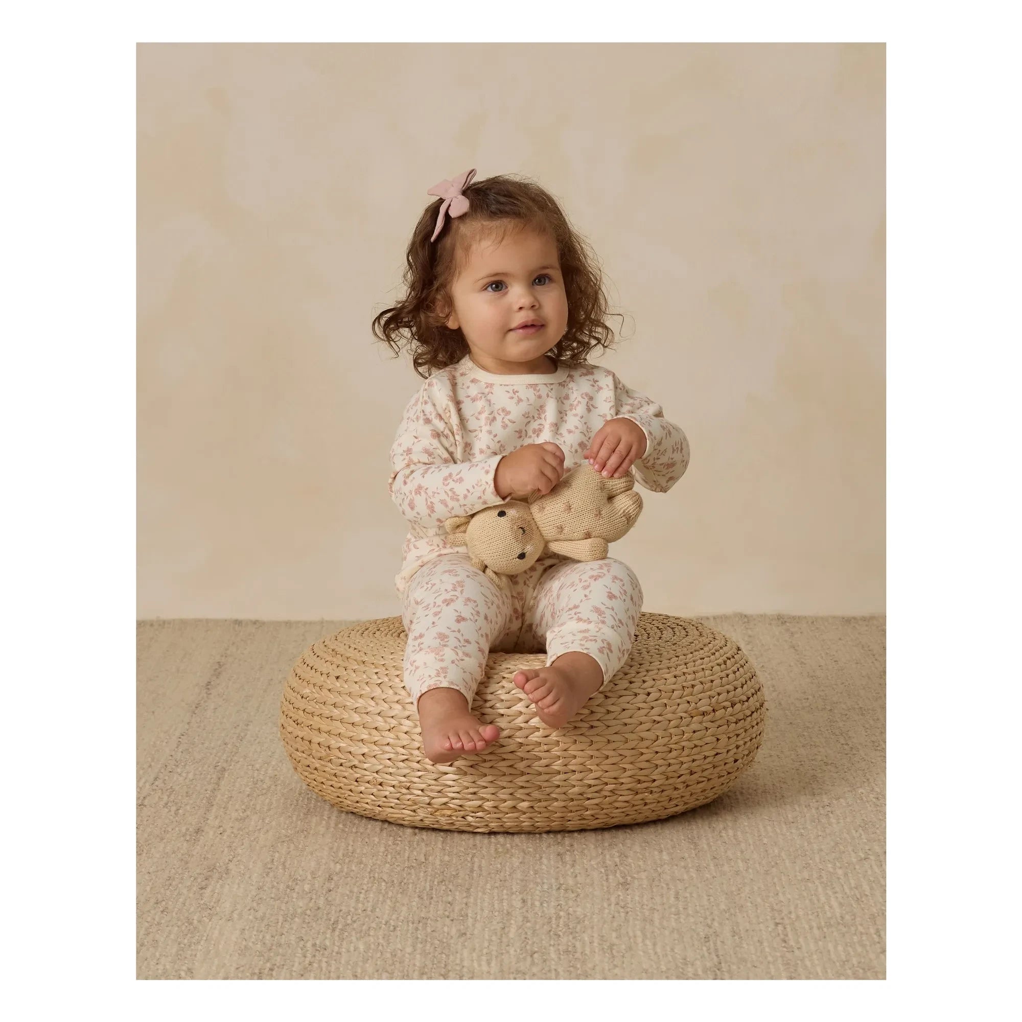 Quincy Mae - Bio-Baumwollhose mit Blumenmuster | Elfenbein
