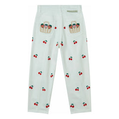 Stella McCartney Kids - Baumwollgabardine-Hose mit Kirschen | Weiß