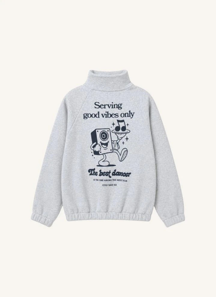 Cos I Said So - "Good Vibes Only" Bio-Baumwoll-Sweatshirt mit Reißverschluss | Grau meliert