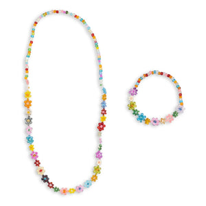 Konges Sløjd - Rosa Blumen Halskette und Armband Set