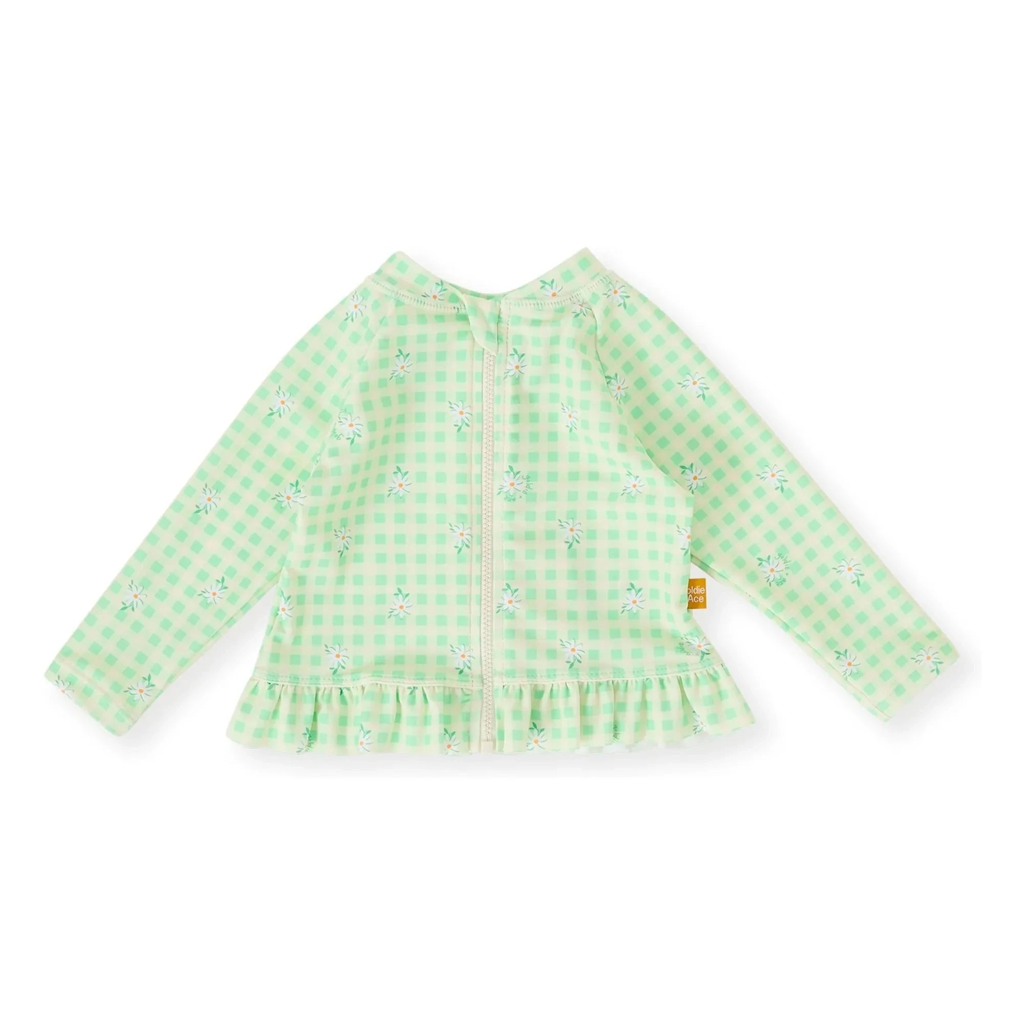 Goldie + Ace - UV-Schutz Badeshirt Blumenkaro Muster | Grün
