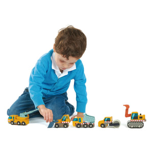Tender Leaf Toys - Baufahrzeuge - 5er Set