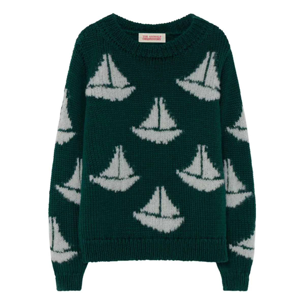 The Animals Observatory - Arty Bull Wollpullover mit U-Boot-Ausschnitt | Dunkelgrün
