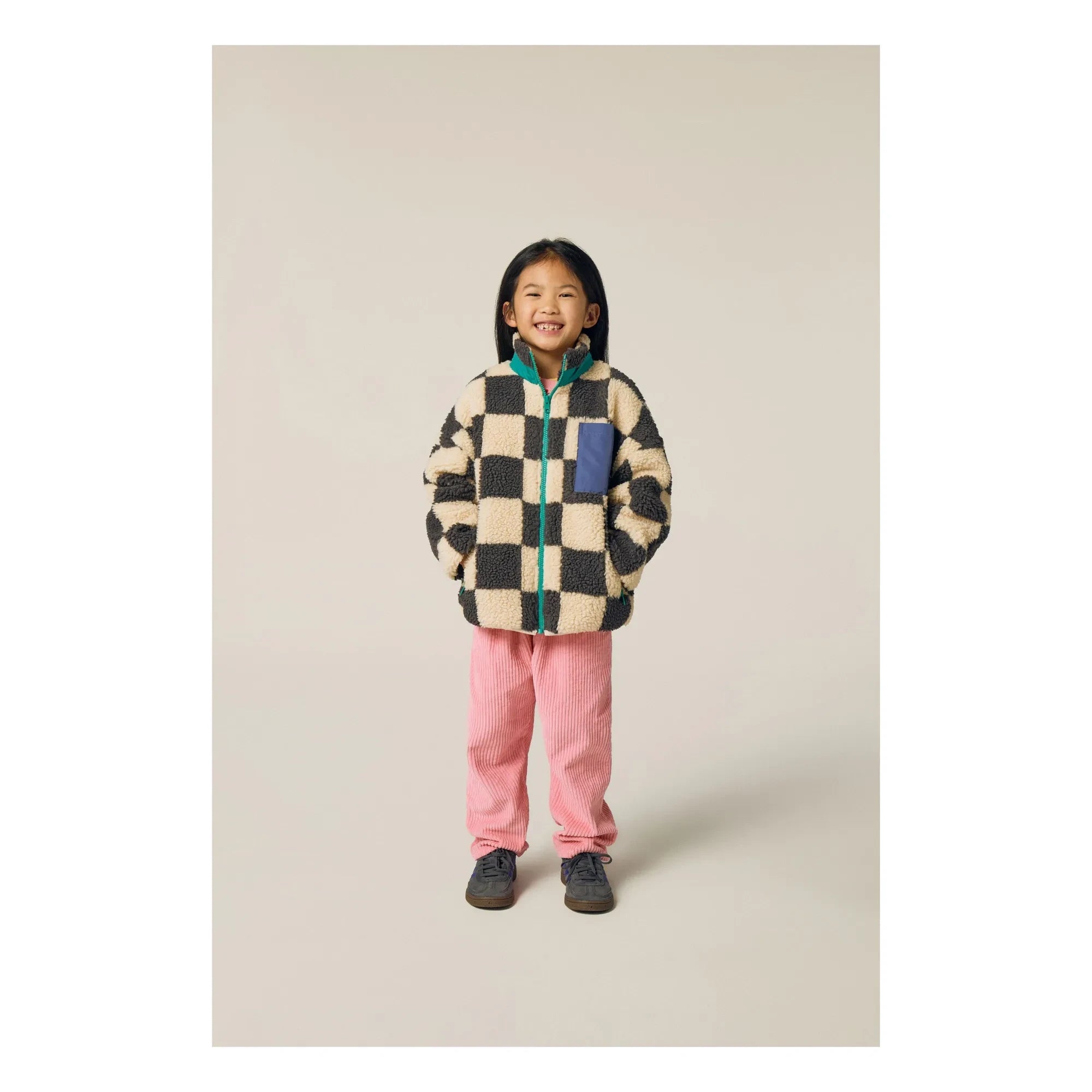 The Campamento - Damier Sherpa-Jacke | Ecru