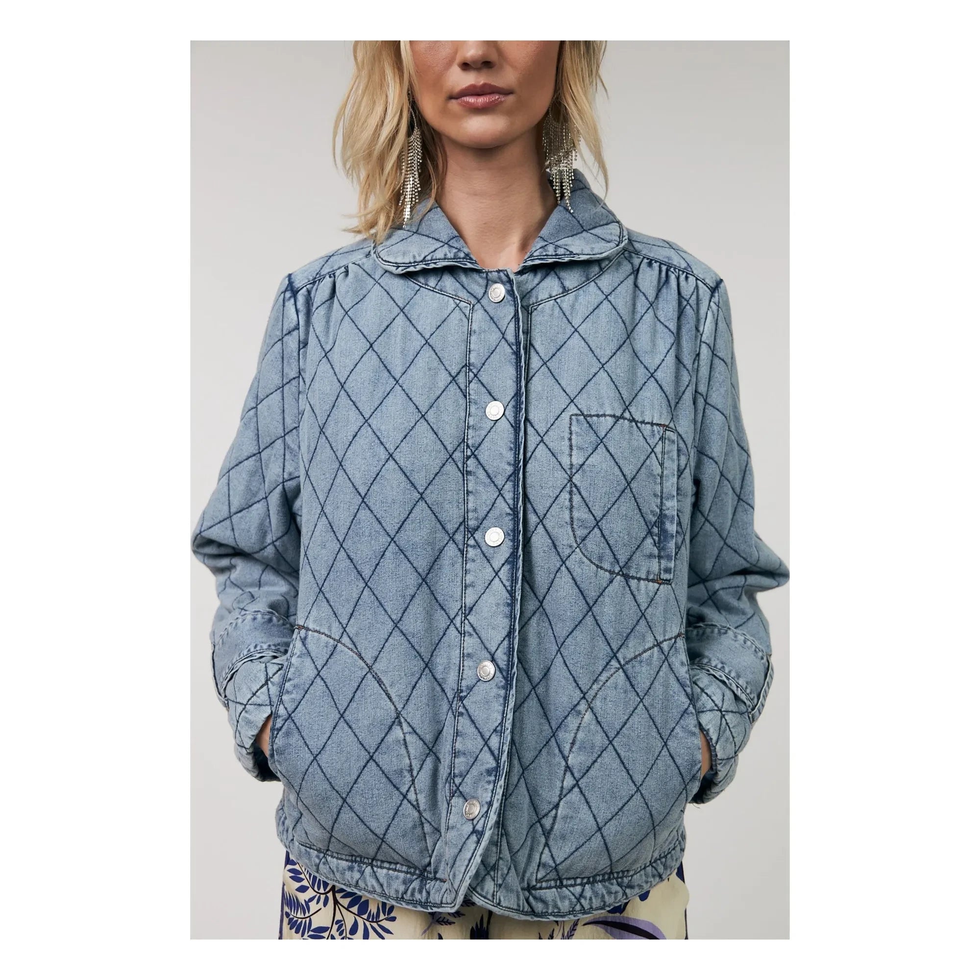 Lollys Laundry - Viola Kapitone Baumwolljacke | Denimblau