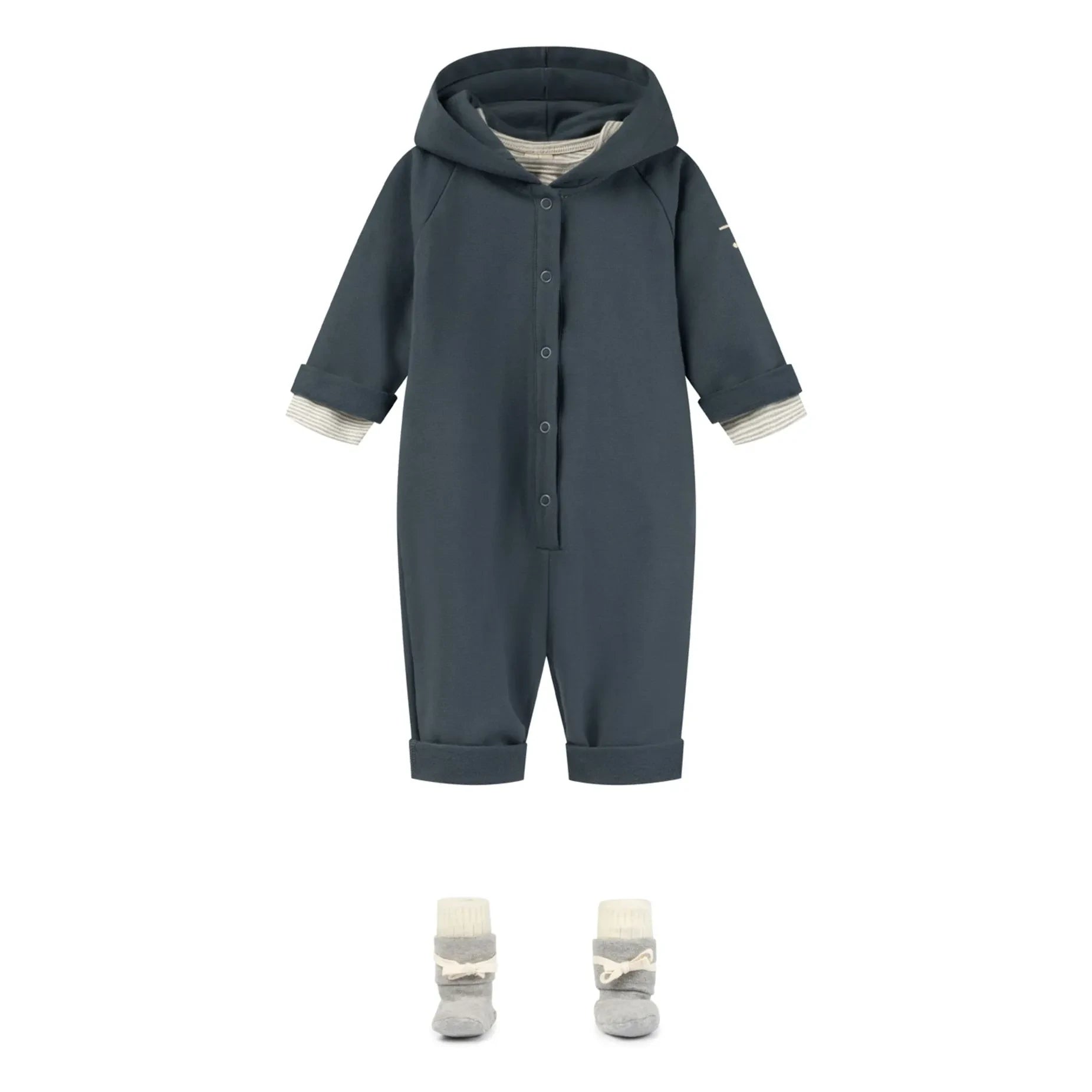 Gray Label - Overall mit Kapuze aus Bio-Baumwolle | Graublau