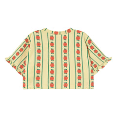 Tinycottons - Bio-Baumwoll-T-Shirt mit rosa Rüschen | Blassgelb