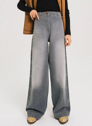 Tinsels - Edel Baumwollbestickte Jeans | Denim Grau
