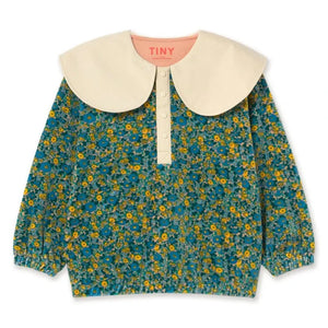 Tinycottons - Organik Pamuk Çiçek Desenli Sweatshirt | Mavi