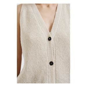 Pomandère - Baumwoll- und Leinenstrickjacke | Creme