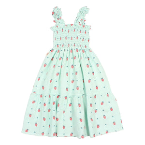 Búho - Erdbeer-Rüschenkleid aus Bio-Baumwolle | Mintgrün