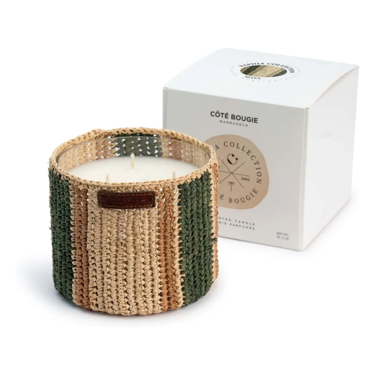 Côté Bougie - Raffia Maya Kerze - Minze & Tee