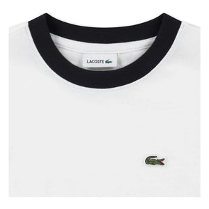 Lacoste - Bio-Baumwoll-T-Shirt mit Logo und Kontrastärmeln | Gebrochenes Weiß