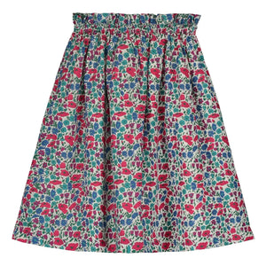 Tangerine - Midi-Rock mit Blumenmuster und elastischem Bund | Himbeerrot