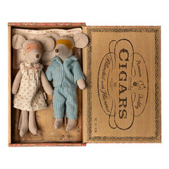 Maileg - Mama und Papa Maus in Rauchfarbener Holzbox