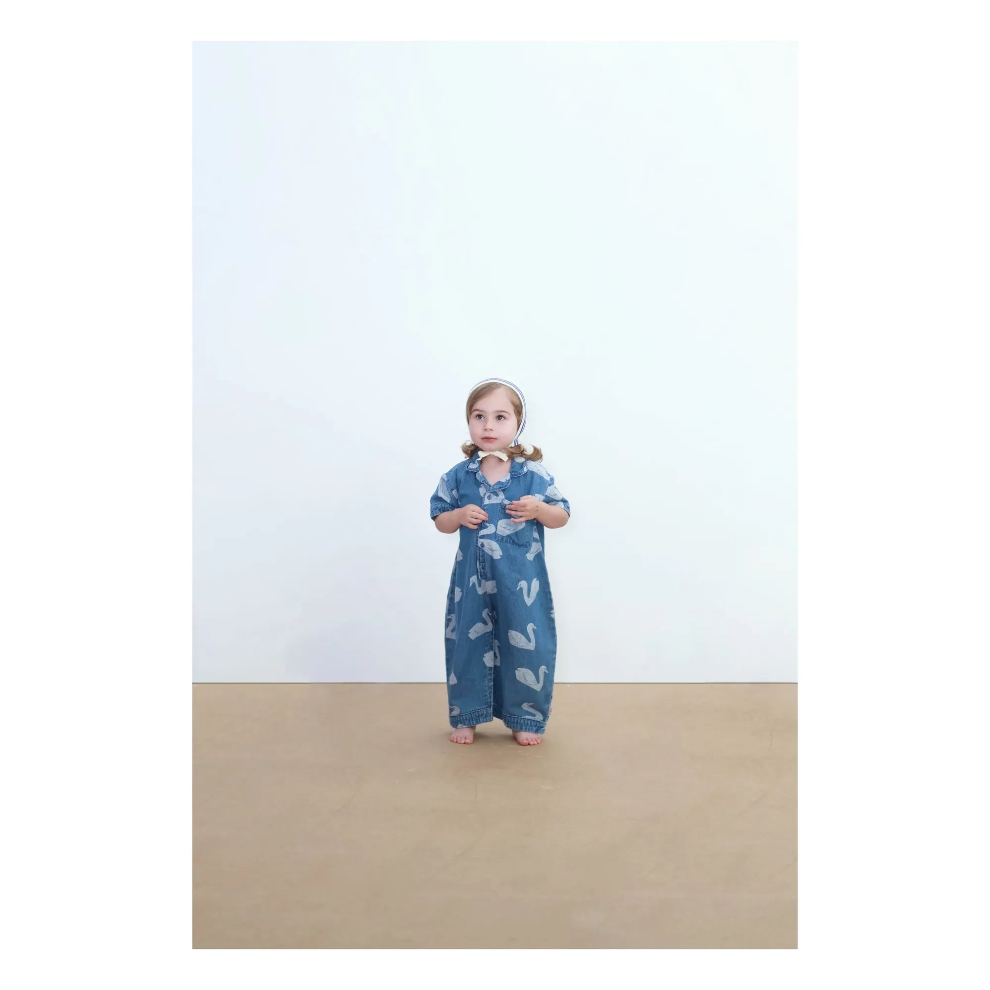 Tinycottons - Jeans-Strampler Schwäne | Blau