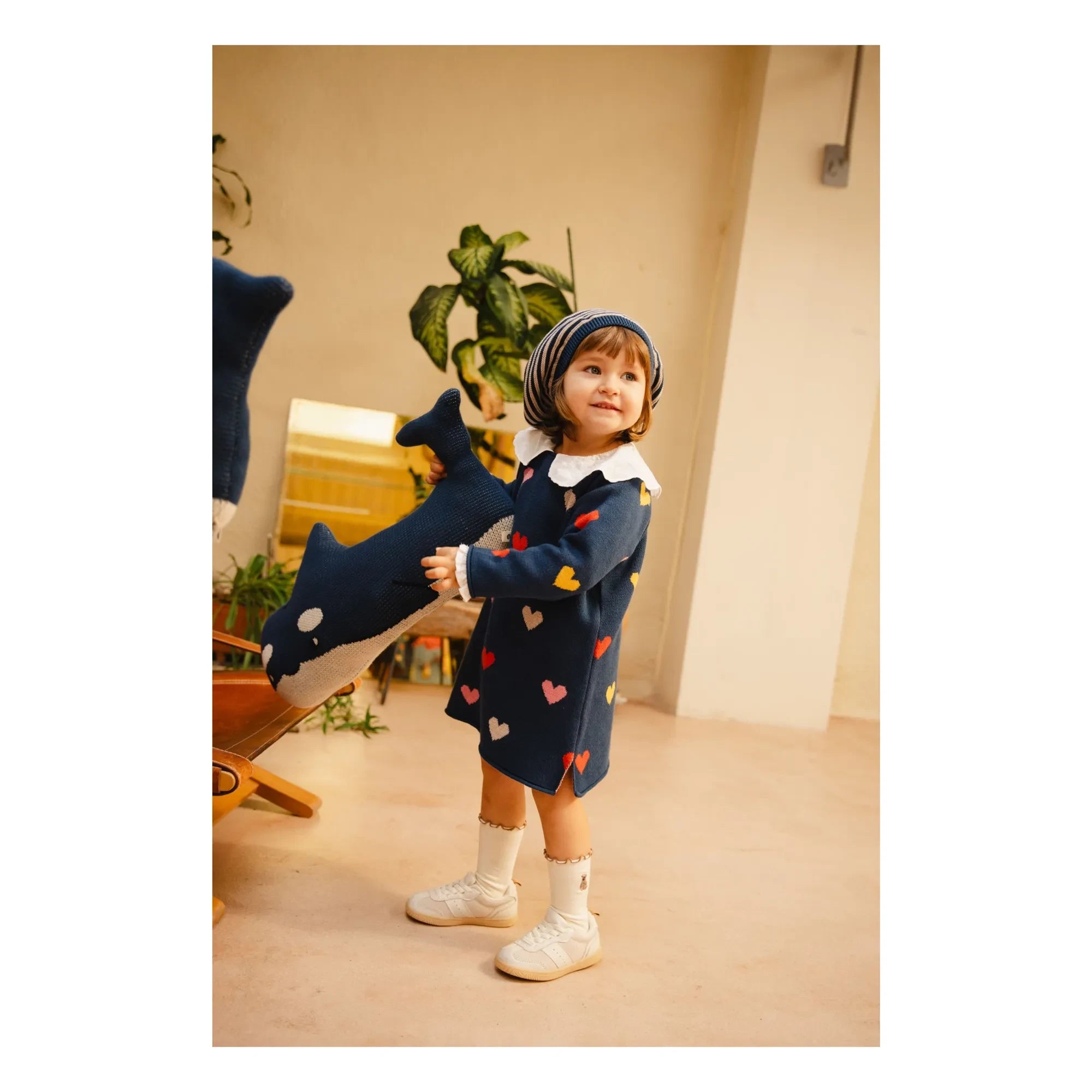 Bayiri - Süßes Regenbogenkleid aus Bio-Baumwolle | Marineblau