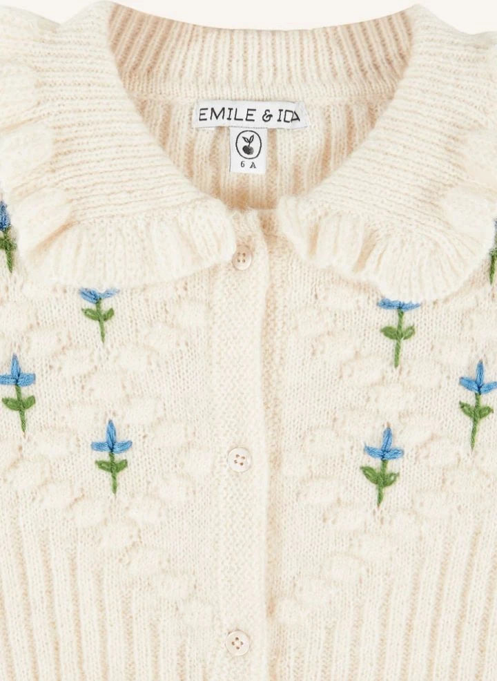 Emile et Ida - Bestickte Strickjacke | Ecru