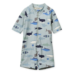 Liewood - Max Sharks UV-Schutz-Badeanzug, recycelte Fasern | Hellblau
